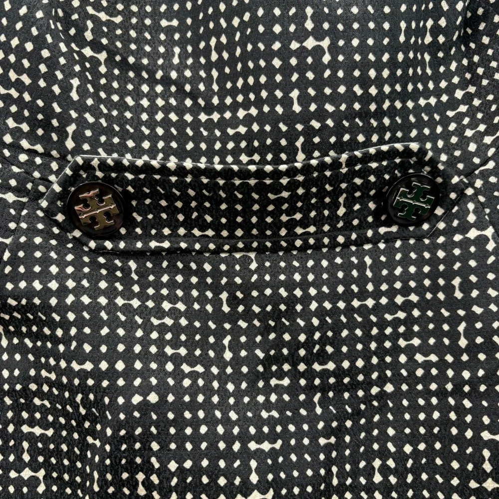 Tory Burch Shift Dress Women Size 4 Black White Sleeveless Buttons Designer  *